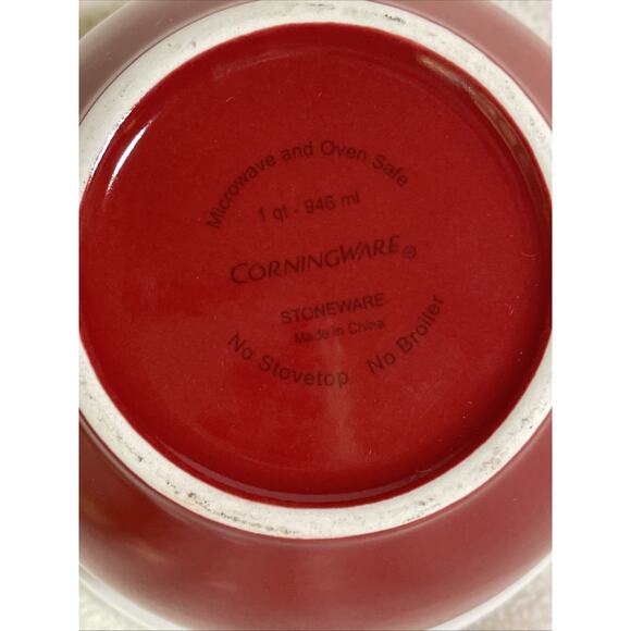 Corningware Coordinates Mixing Bowl 1 Qt Cajun Red Nesting Stoneware - Picture 3 of 5